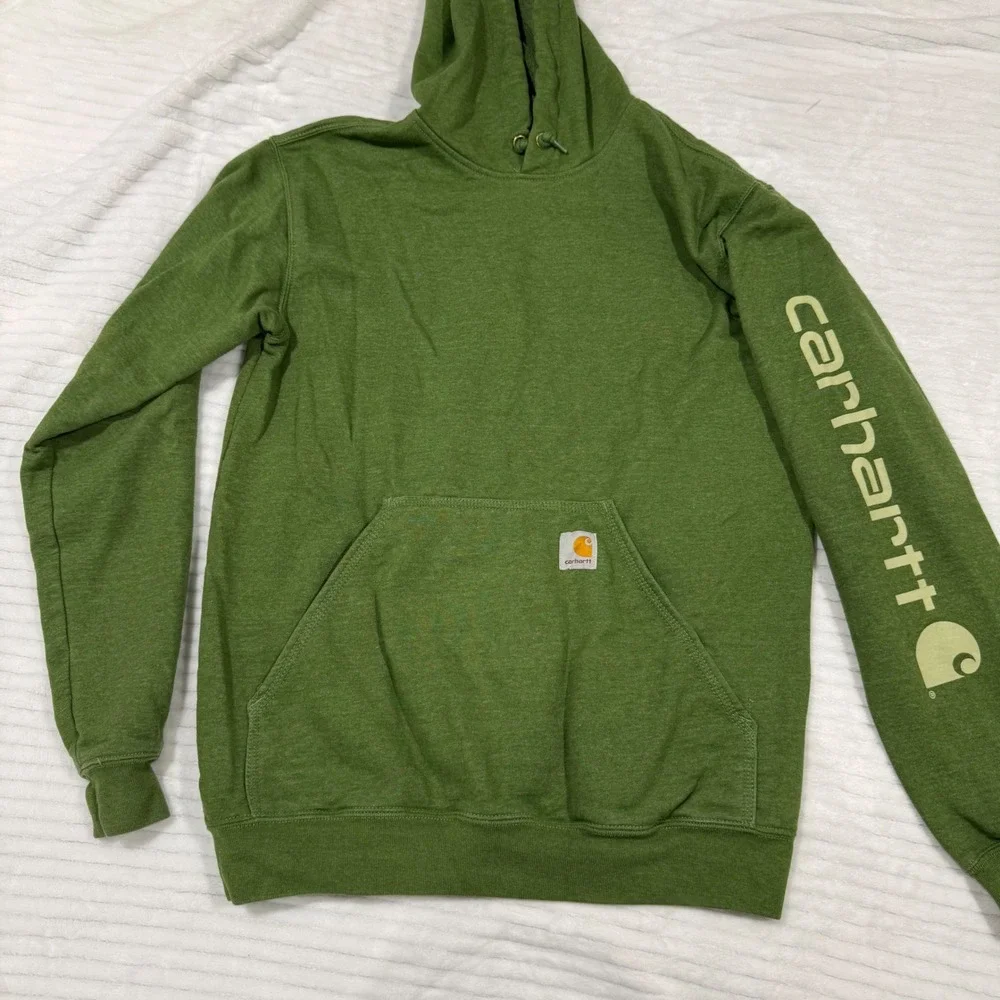 Carhartt Loose Fit Green Graphic Sleeve Hoodie Sweatshirt TS0288-M Small - Picture 1 of 8